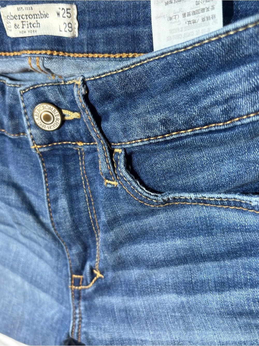Abercrombie & Fitch Blue Denim Jeans with Contrast Stitching